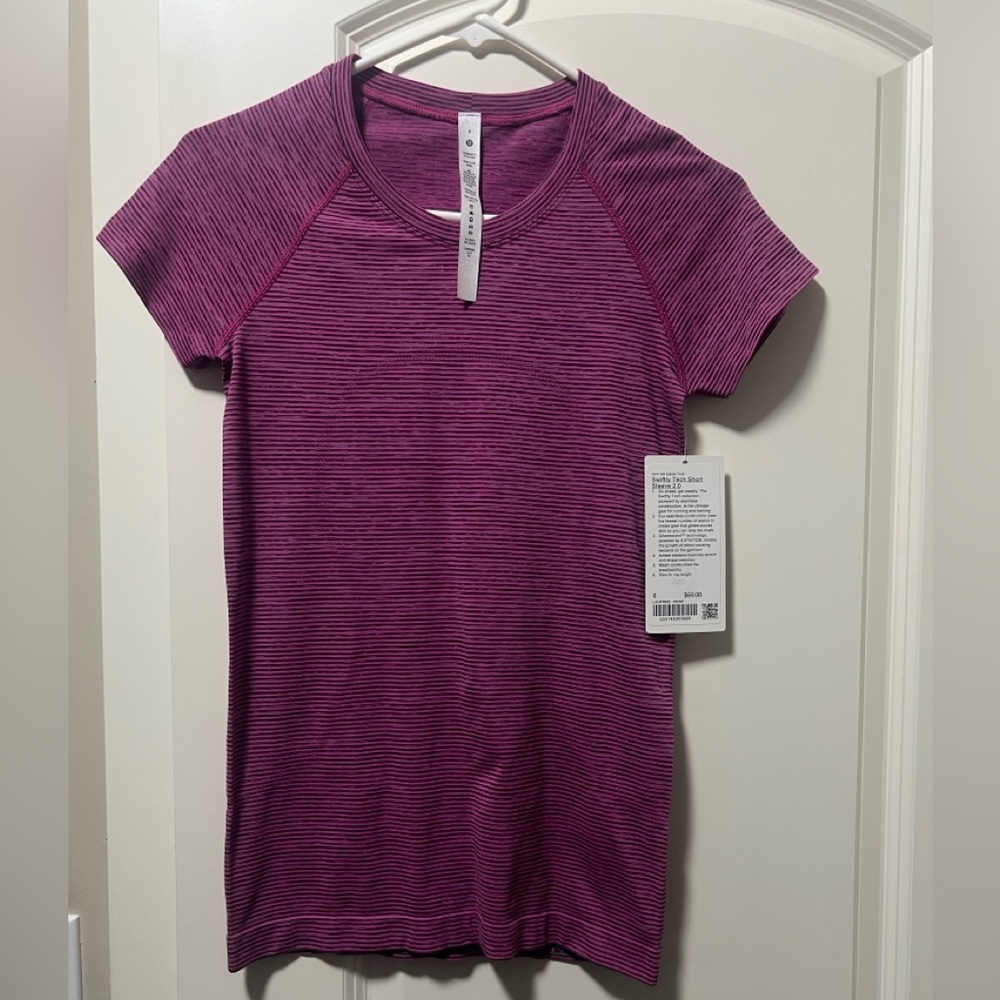 NWT Lululemon Swiftly Tech Short Sleeve Shirt 2.0 in WAFS Sonic Pink Size 6 New